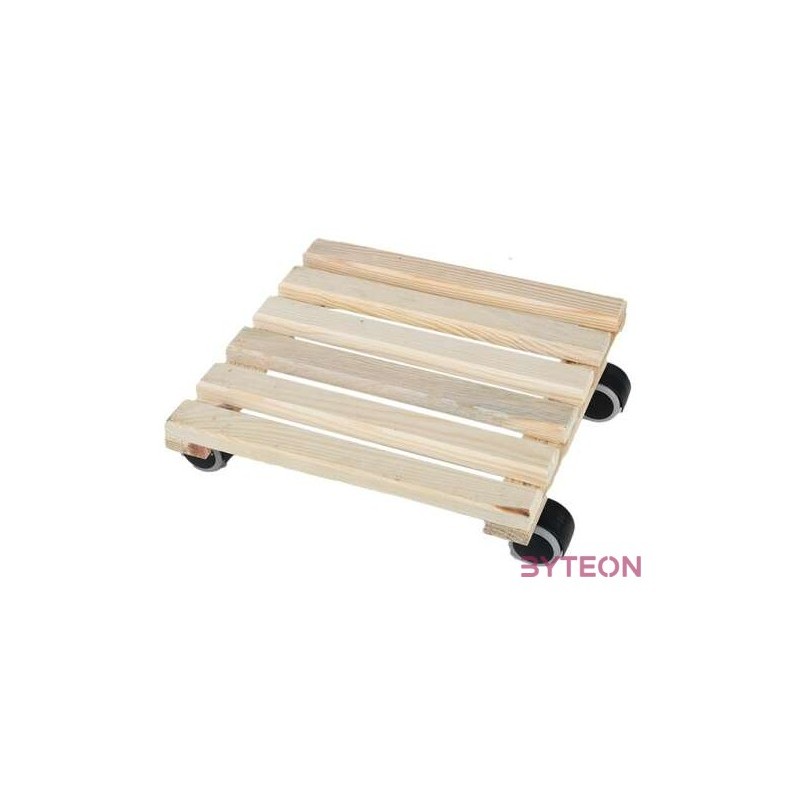 Fából készült gurulós virágalátét, natúr, 29 x 29 cm