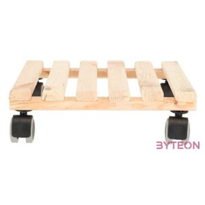 Fából készült gurulós virágalátét, natúr, 29 x 29 cm