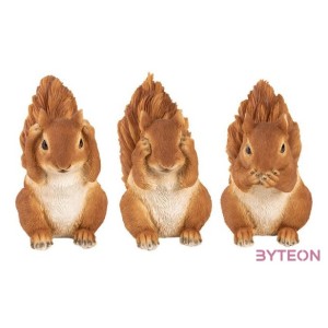 Szemét eltakaró, nem lát, mókus polyresin szobor, B típus, kültéri és beltéri dekorációs kiegészítő