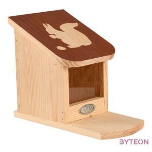 Mókus etető barna színű tetővel, mókus mintával, 15 x 26 cm