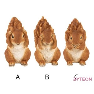 Szemét eltakaró, nem lát, mókus polyresin szobor, B típus, kültéri és beltéri dekorációs kiegészítő