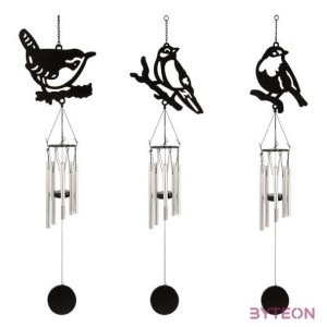 Szélcsengő, fekete madaras mintával, 82,5 cm, A