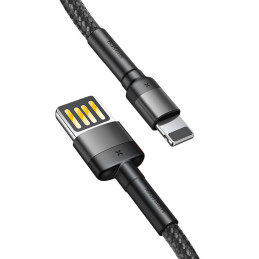 Baseus Cafule 2,4A 1 m-es Lightning USB-kábel (kétoldalas) (szürke-fekete)