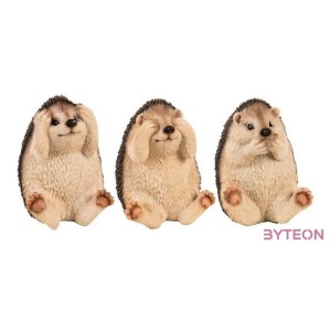 Szemét eltakaró, nem lát, süni polyresin szobor, B típus, kültéri és beltéri dekorációs kiegészítő