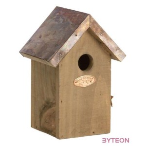 Fa madárház ökörszemnek, rézlemez tetővel, 20 cm