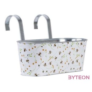 Méhecske mintás fém virágláda, akasztó füllel, 39 cm