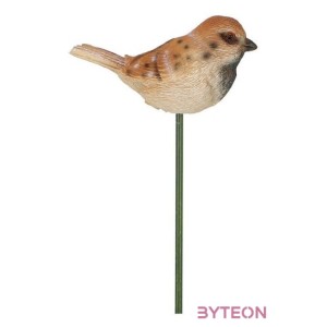 Leszúrható kismadár polyresin szobor, mezei veréb, kültéri és beltéri dekorációs kiegészítő