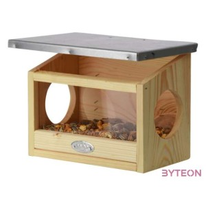 Dupla bejáratú mókus etető, cink tetővel, 25 cm