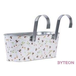 Méhecske mintás fém virágláda, akasztó füllel, 39 cm