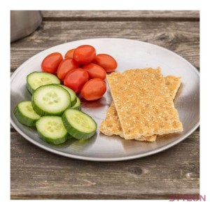 Rozsdamentes acél tányér, kínáló tálca, 23 cm átmérőjű