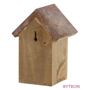 Fa madárház ökörszemnek, rézlemez tetővel, 20 cm