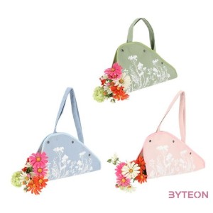 Mezei virág mintás virágtartó táska, zöld