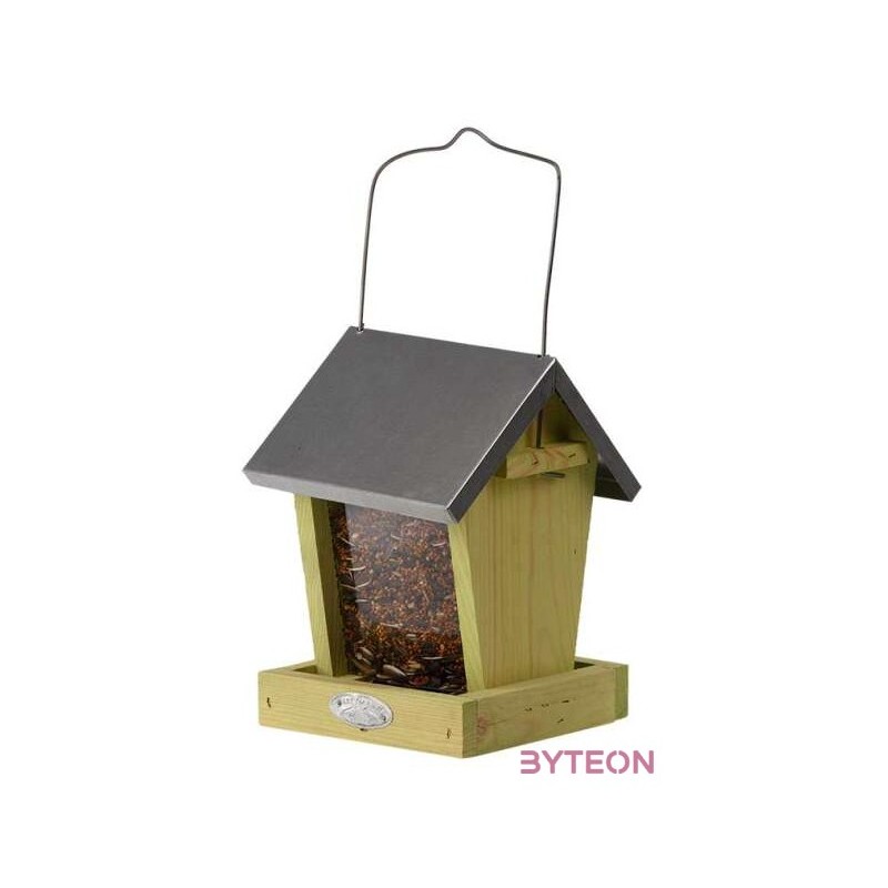Felakasztható önetetős madáretető, cink tetővel, 22 cm