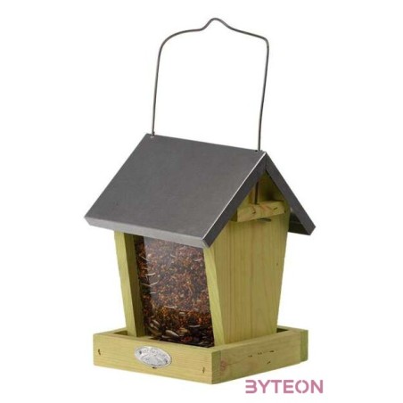 Felakasztható önetetős madáretető, cink tetővel, 22 cm