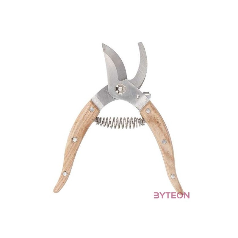 Rozsdamentes acél metszőolló szobanövényekhez, kőrisfa nyéllel, 17 cm