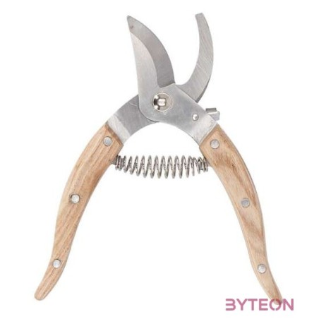 Rozsdamentes acél metszőolló szobanövényekhez, kőrisfa nyéllel, 17 cm