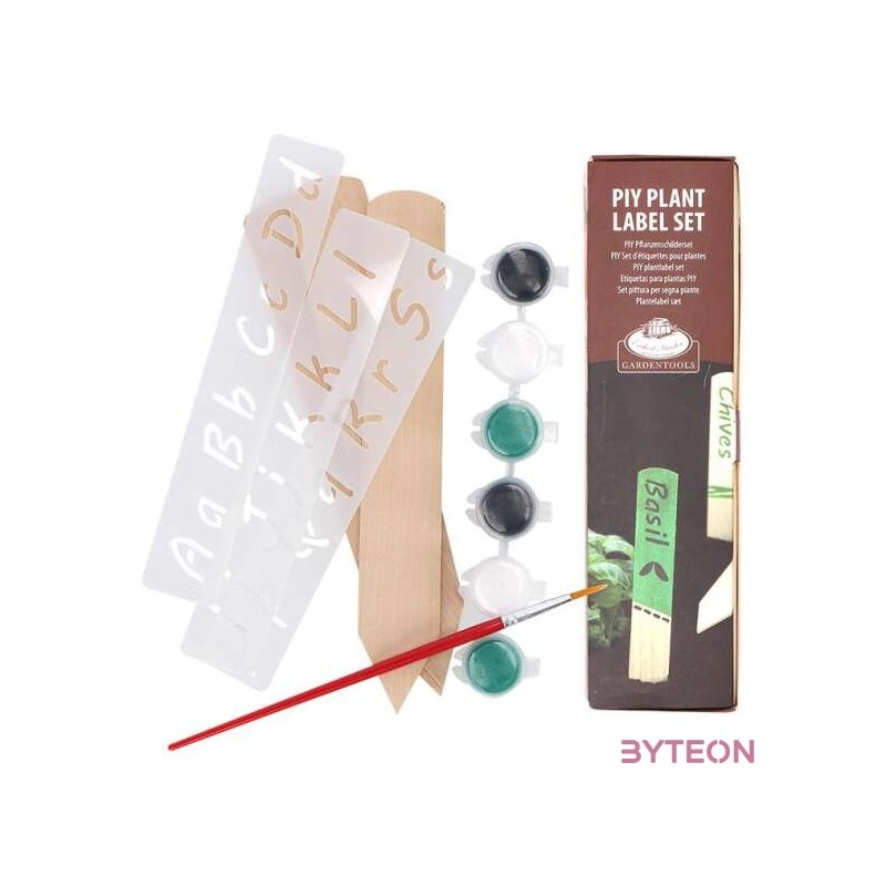 Kifesthető palánta és növény jelölő szett, festékkel, ecsettel, festő sablonnal és jelölővel