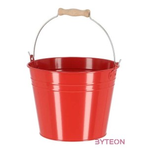 Cink kerti vödör, fa fogóval, 4,5 literes, piros