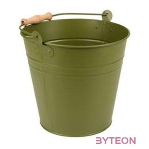 Fém vödör fa fogóval, 4,9 literes, olivazöld