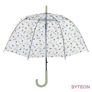 Méhecske mintás átlátszó esernyő, zöld foganytúval