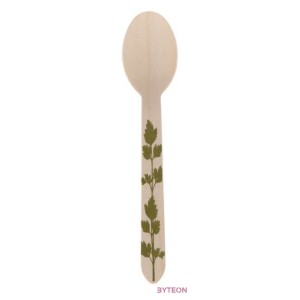 Mezei virág mintás fa kanál, 20 db-os