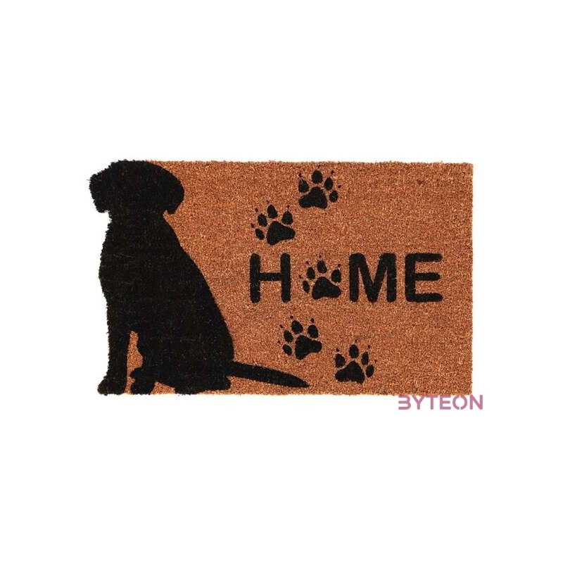 Home feliratos, kutyás kókuszrost lábtörlő 75x45 cm