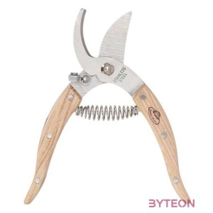 Rozsdamentes acél metszőolló szobanövényekhez, kőrisfa nyéllel, 17 cm