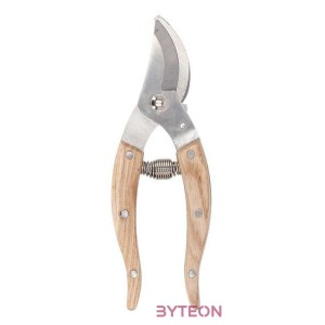 Rozsdamentes acél metszőolló szobanövényekhez, kőrisfa nyéllel, 17 cm