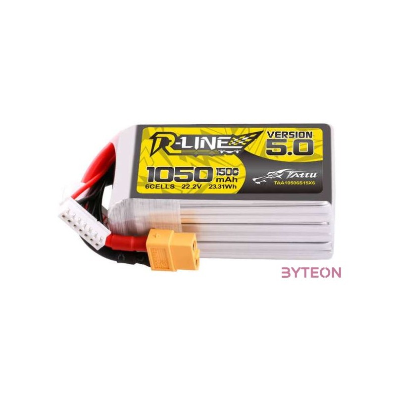 Tattu R-Line 5.0 1050mAh 22.2V 6S 150C XT60 Plug Battery