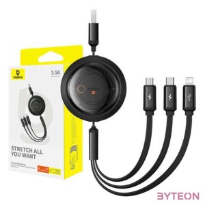 Fast Charging Cable 3in1 Baseus Free2Draw, USB to micro USBUSB-CLightning, 3.5A, 1.1m (black)