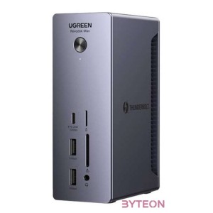Docking station Ugreen U710 2x Thunderbolt 4, DisplayPort 8K 30Hz, 4x USB, USB-C, RJ45, SD,TF, AUX, PD 90W (gray)