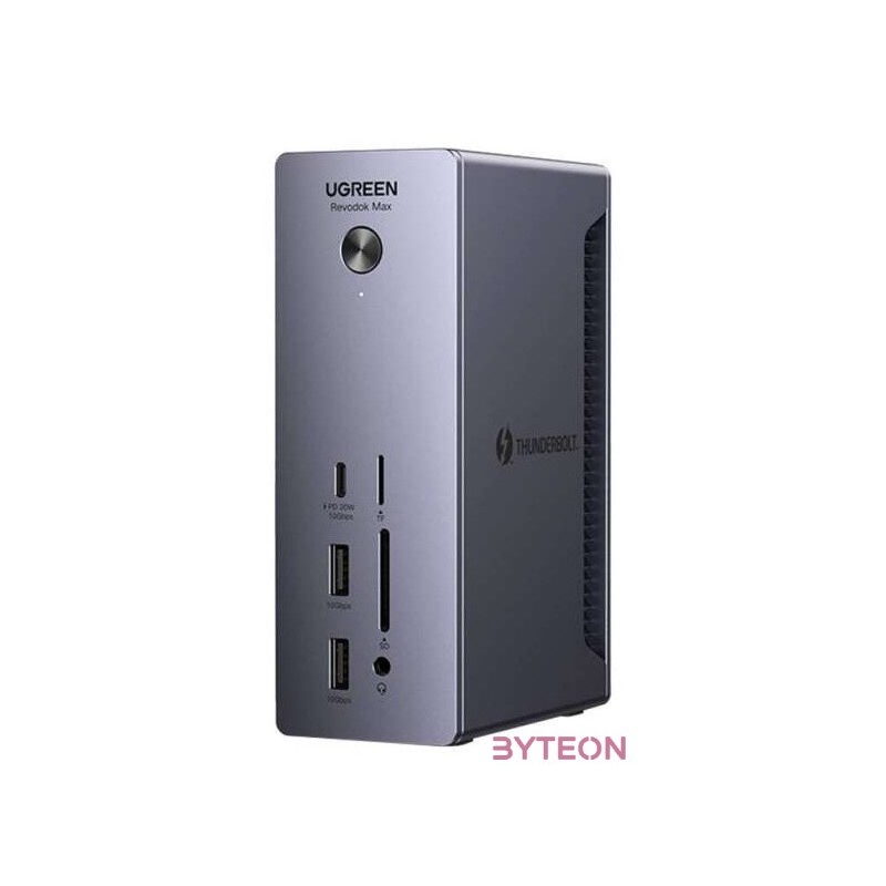 Docking station Ugreen U710 2x Thunderbolt 4, DisplayPort 8K 30Hz, 4x USB, USB-C, RJ45, SD,TF, AUX, PD 90W (gray)