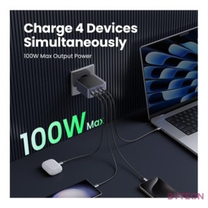 Wall charger Ugreen Nexode Air 100W, 3x USB-C, USB (gray)