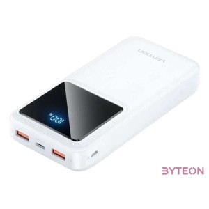 Powerbank, Vention, FHLW0, 20000mAh, Micro-USB, USB-C, 2xUSB-A, 22.5W (white)