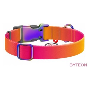 Nylon dog collar with QR code WAUDOG 15 mm wide, 25-35 cm long orange