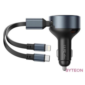 Vention FFOB0 USB-C car charger  USB-C,Lightning 30W cable
