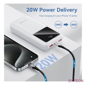 Powerbank, Vention, FHLW0, 20000mAh, Micro-USB, USB-C, 2xUSB-A, 22.5W (white)