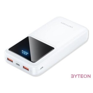 Powerbank, Vention, FHLW0, 20000mAh, Micro-USB, USB-C, 2xUSB-A, 22.5W (white)