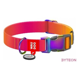 Nylon dog collar with QR code WAUDOG 15 mm wide, 25-35 cm long orange