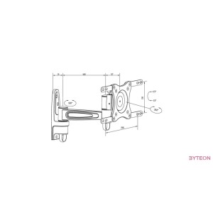 Multibrackets M VESA Flexarm 360 II TV fali konzol (15"-32") Fekete
