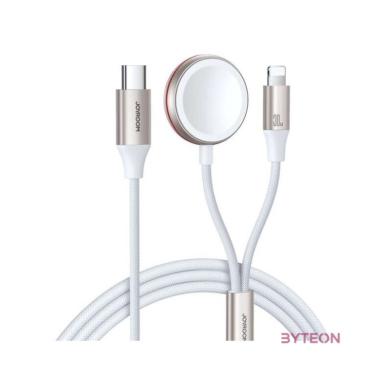 Fast Charging Magnetic Charger 2-in-1 Joyroom S-IW012 30W 1.5m (White)