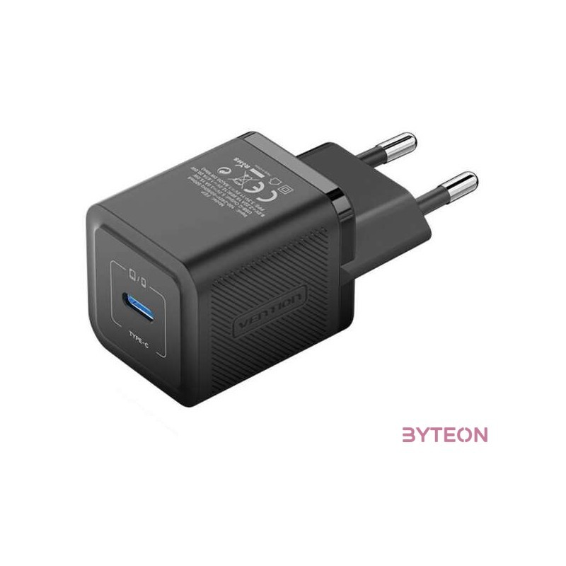 Wall charger, Vention, FEPB0-EU, USB-C, 20W, GaN (black)