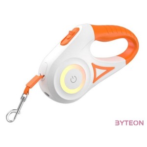 Rojeco Dog Automatic Leash LED 5 m (white and orange)