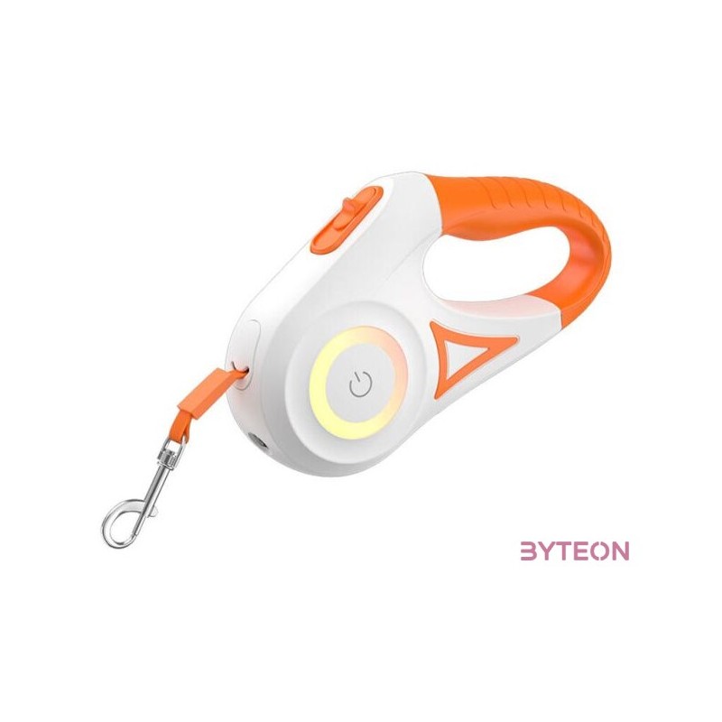 Rojeco Dog Automatic Leash LED 5 m (white and orange)