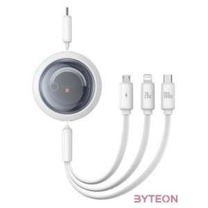 Fast Charging Cable 3in1 Baseus Free2Draw USB-C to USB-C,Lightning,Micro 100W, 1,1m (white)