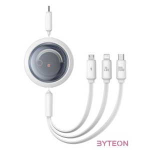 Fast Charging Cable 3in1 Baseus Free2Draw USB-C to USB-C,Lightning,Micro 100W, 1,1m (white)