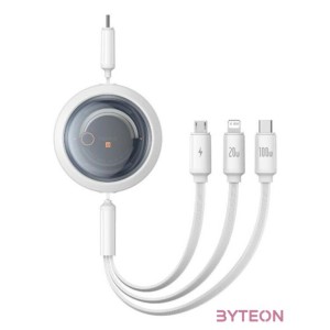 Fast Charging Cable 3in1 Baseus Free2Draw USB-C to USB-C,Lightning,Micro 100W, 1,1m (white)