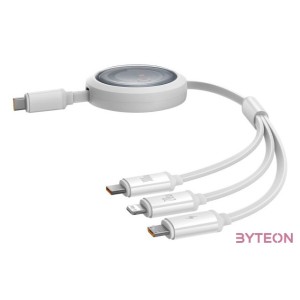 Fast Charging Cable 3in1 Baseus Free2Draw USB-C to USB-C,Lightning,Micro 100W, 1,1m (white)