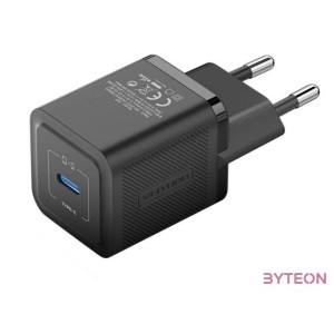 Wall charger, Vention, FEPB0-EU, USB-C, 20W, GaN (black)