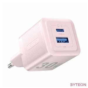 Wall charger, Vention, FEQP0-EU,  USB-C  USB- A,  30W,30W, GaN (pink)